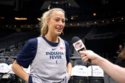 Sophie Cunningham & Stephanie White Face Media at Seattle Storm Shootaround (NH)